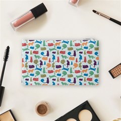 Blue Colorful Cats Silhouettes Pattern Cosmetic Bag (Small)  from ArtsNow.com Back