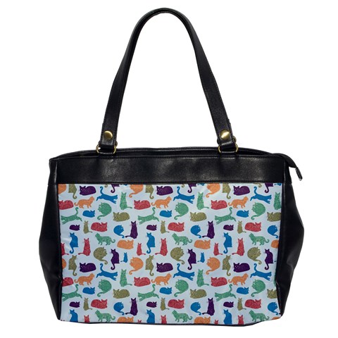 Blue Colorful Cats Silhouettes Pattern Office Handbags from ArtsNow.com Front