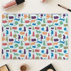 Blue Colorful Cats Silhouettes Pattern Cosmetic Bag (XXL)  from ArtsNow.com Front