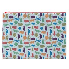 Blue Colorful Cats Silhouettes Pattern Cosmetic Bag (XXL)  from ArtsNow.com Front