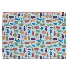 Blue Colorful Cats Silhouettes Pattern Cosmetic Bag (XXL)  from ArtsNow.com Back