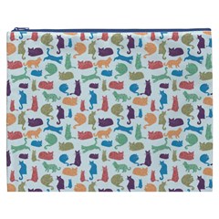 Blue Colorful Cats Silhouettes Pattern Cosmetic Bag (XXXL)  from ArtsNow.com Front