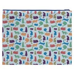 Blue Colorful Cats Silhouettes Pattern Cosmetic Bag (XXXL)  from ArtsNow.com Back