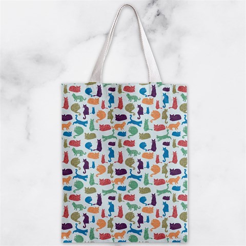 Blue Colorful Cats Silhouettes Pattern Zipper Classic Tote Bags from ArtsNow.com Back