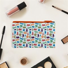 Blue Colorful Cats Silhouettes Pattern Cosmetic Bag (XS) from ArtsNow.com Back