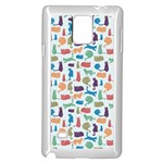 Blue Colorful Cats Silhouettes Pattern Samsung Galaxy Note 4 Case (White)