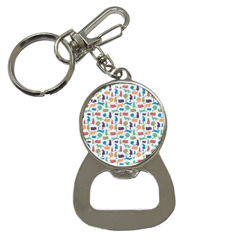 Blue Colorful Cats Silhouettes Pattern Bottle Opener Key Chains from ArtsNow.com Front