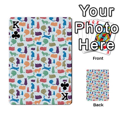 King Blue Colorful Cats Silhouettes Pattern Playing Cards 54 Designs  from ArtsNow.com Front - ClubK