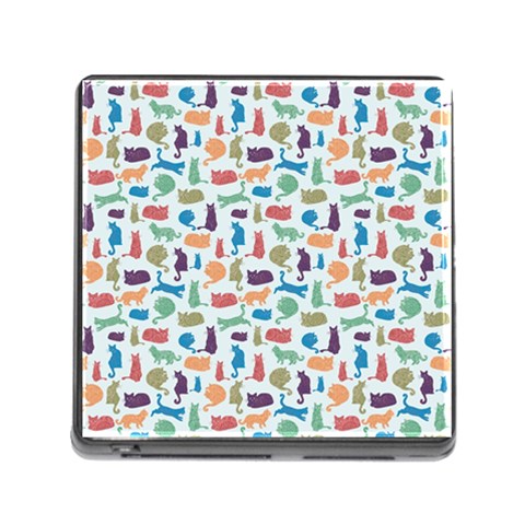 Blue Colorful Cats Silhouettes Pattern Memory Card Reader (Square) from ArtsNow.com Front