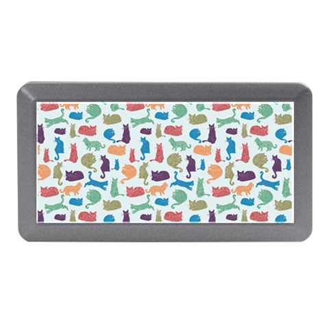 Blue Colorful Cats Silhouettes Pattern Memory Card Reader (Mini) from ArtsNow.com Front