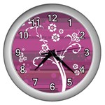 purplebg Wall Clock (Silver)