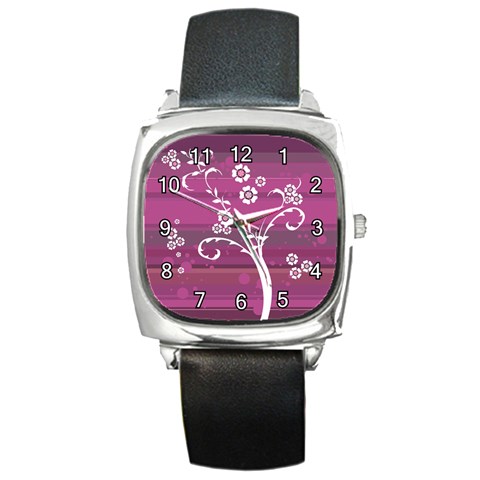 purplebg Square Metal Watch from ArtsNow.com Front