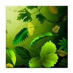 Green leaves ceramic wall tile / Tile Coaster / Tile trivet