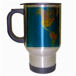 globe Map Travel Mug (Silver Gray)