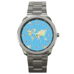 globe Map Sport Metal Watch