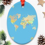 globe Map Oval Ornament (Two Sides)