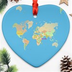 globe Map Heart Ornament (Two Sides)