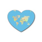 globe Map Rubber Coaster (Heart)