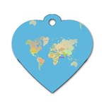 globe Map Dog Tag Heart (One Side)