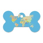 globe Map Dog Tag Bone (One Side)