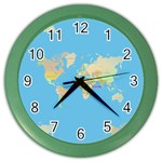 globe Map Color Wall Clock