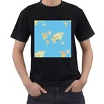 globe Map Men s T-Shirt (Black)