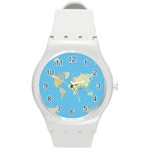 globe Map Round Plastic Sport Watch (M)