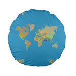 globe Map Standard 15  Premium Round Cushion 