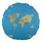 globe Map Large 18  Premium Round Cushion 