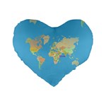 globe Map Standard 16  Premium Heart Shape Cushion 