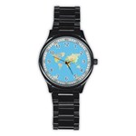 globe Map Stainless Steel Round Watch