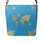 globe Map Flap Closure Messenger Bag (L)