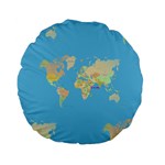 globe Map Standard 15  Premium Flano Round Cushion 