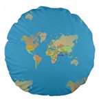 globe Map Large 18  Premium Flano Round Cushion 