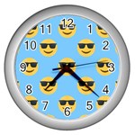 sunglasses Emoji Wall Clock (Silver)