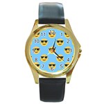 sunglasses Emoji Round Gold Metal Watch