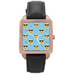 sunglasses Emoji Rose Gold Leather Watch 