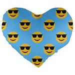 sunglasses Emoji Large 19  Premium Flano Heart Shape Cushion