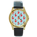 salsa flamenco Emoji Round Gold Metal Watch