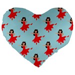 salsa flamenco Emoji Large 19  Premium Heart Shape Cushion