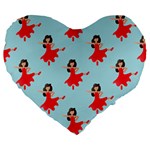 salsa flamenco Emoji Large 19  Premium Flano Heart Shape Cushion