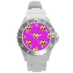 twin Emoji  Round Plastic Sport Watch (L)