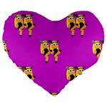 twin Emoji  Large 19  Premium Heart Shape Cushion