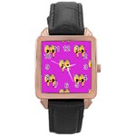 twin Emoji  Rose Gold Leather Watch 