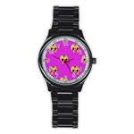 twin Emoji  Stainless Steel Round Watch