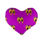 twin Emoji  Standard 16  Premium Flano Heart Shape Cushion 