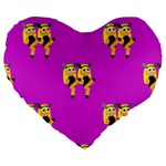 twin Emoji  Large 19  Premium Flano Heart Shape Cushion