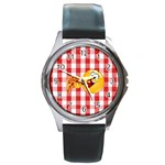 pizza Emoji  Round Metal Watch