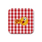 pizza Emoji  Rubber Square Coaster (4 pack)