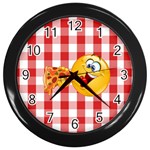 pizza Emoji  Wall Clock (Black)